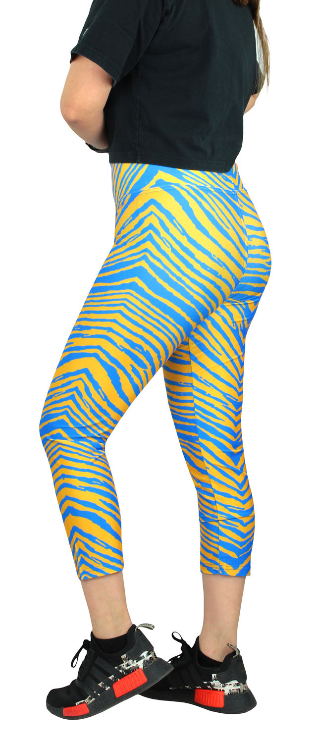 Zubaz NFL Women's Los Angeles Chargers 2 Color Zebra Print Capri Legging