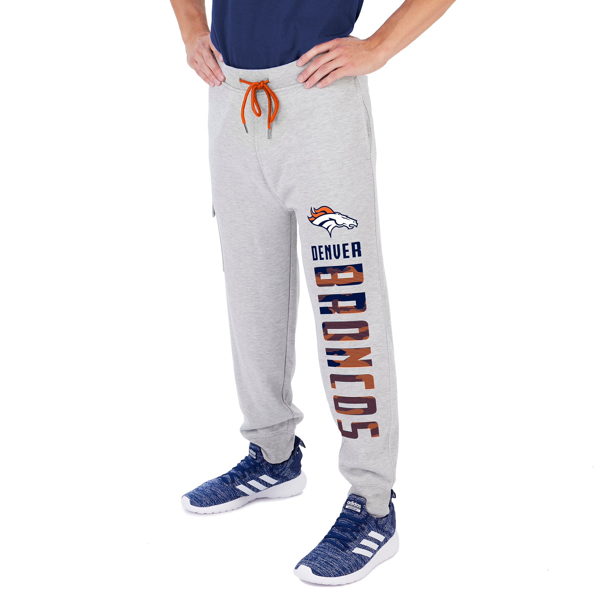 Zubaz Men's NFL Denver Broncos Heather Gray Cargo Sweatpants