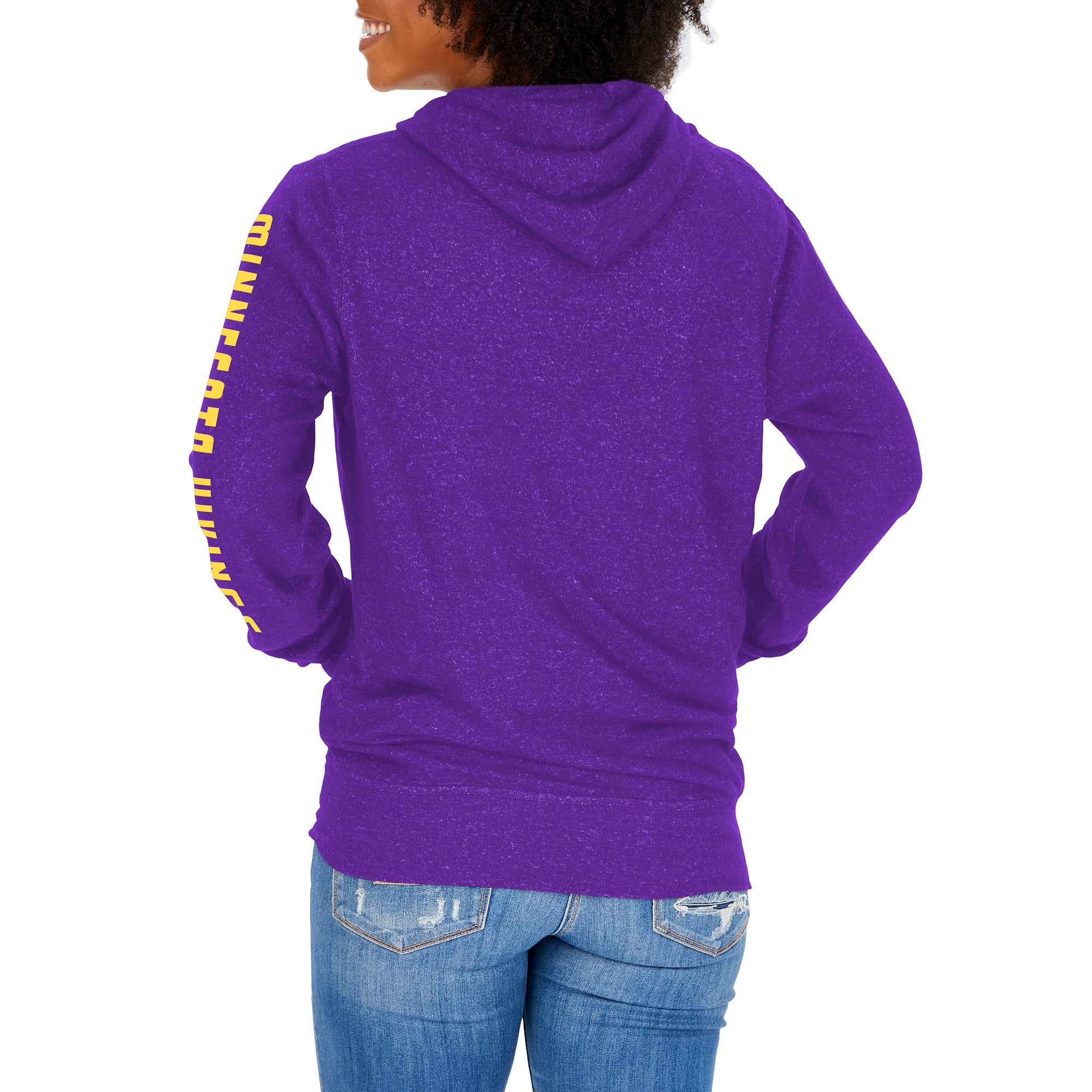 Zubaz NFL Women's Minnesota Vikings Marled Soft Pullover Hoodie