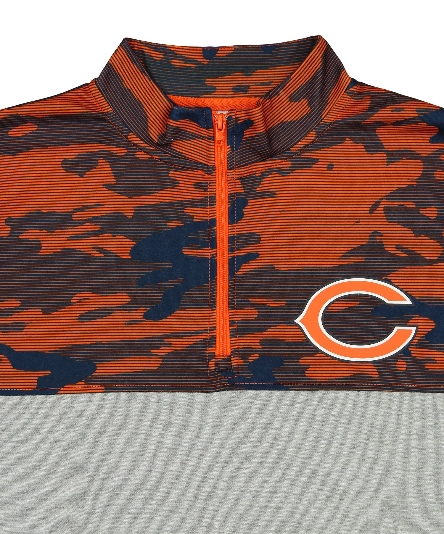 Zubaz Men's NFL Chicago Bears Gray 1/4 Zip Fleece Pullover With Camo Lines