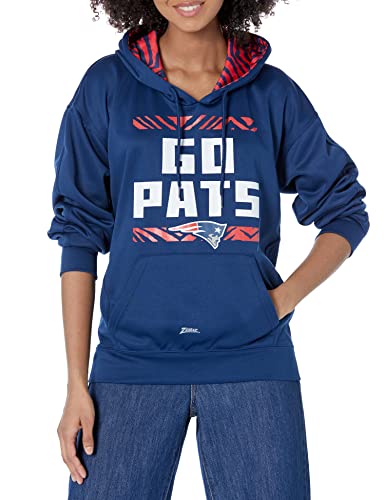 Zubaz NFL Women's New England Patriots Solid Team Color Hoodie with Zebra Details