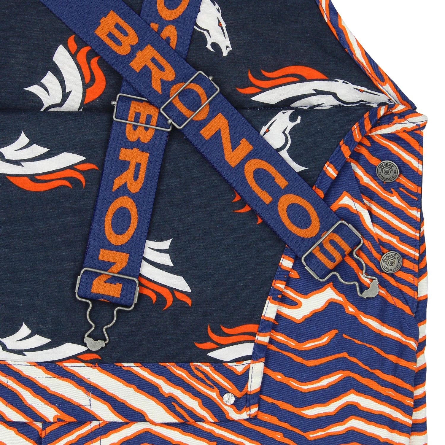 Zubaz NFL Men's Denver Broncos Zebra Printed Team Bib Overalls