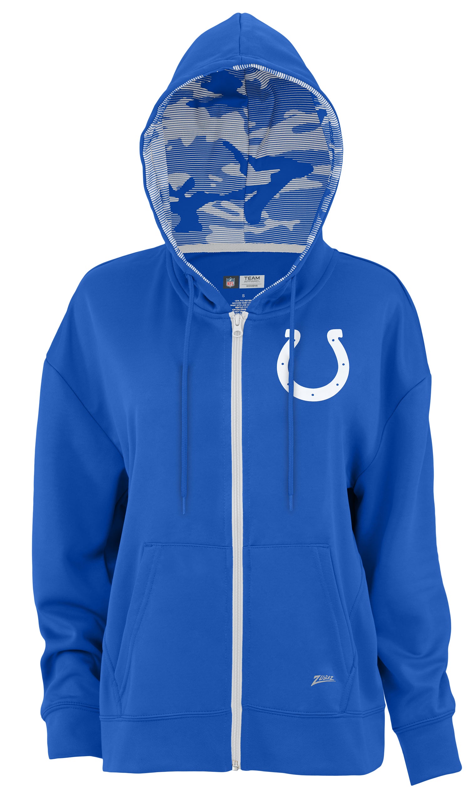 Zubaz NFL Women's Standard Full Zip Hoodie Indianapolis Colts