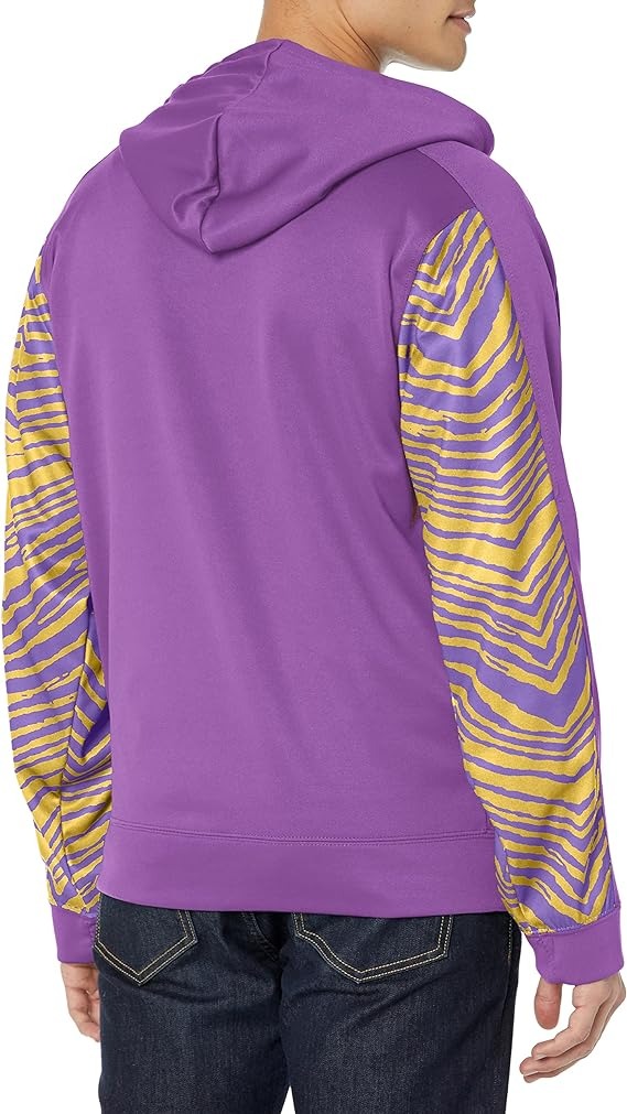 Zubaz Men's Minnesota Vikings Team Color Zebra Accent Full Zip Hoodie