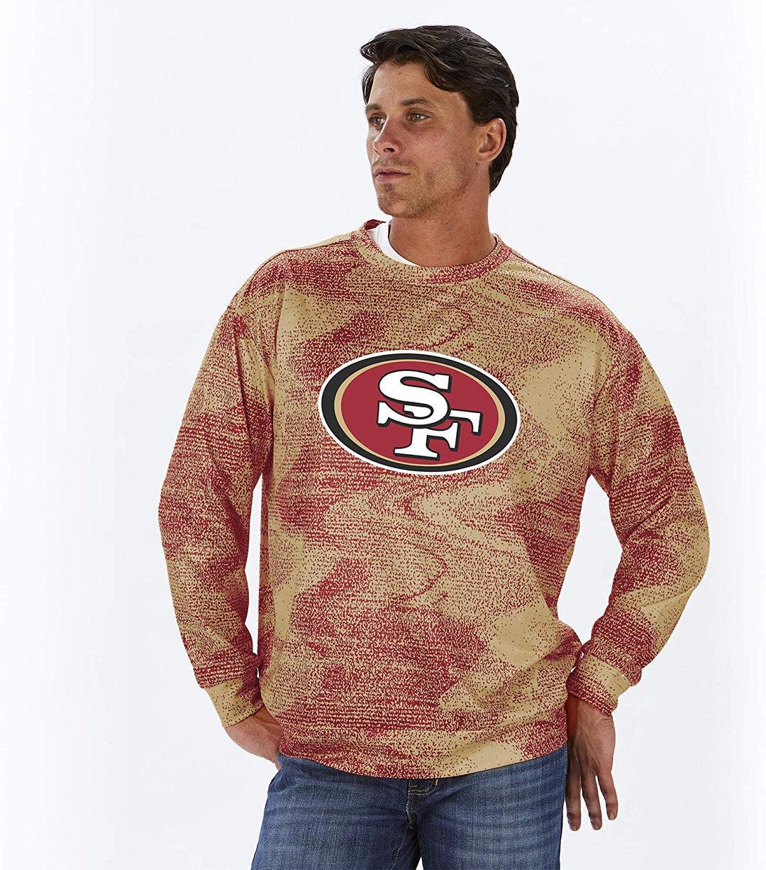 Zubaz NFL Football Men's San Francisco 49ers Static Crew Neck Sweatshirt