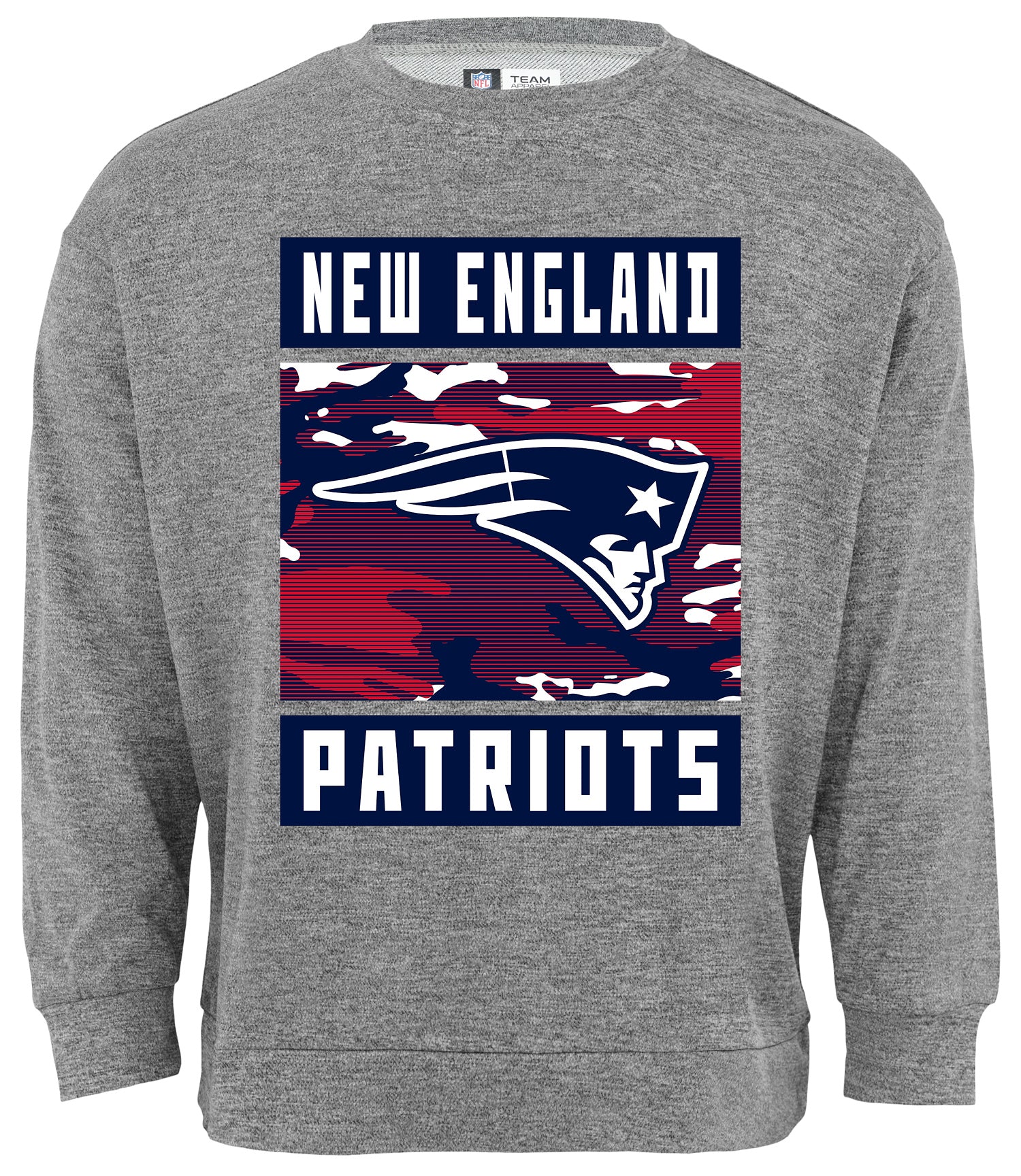 Zubaz NFL Men's New England Patriots Heather Grey Camo Team Crewneck Sweatshirt