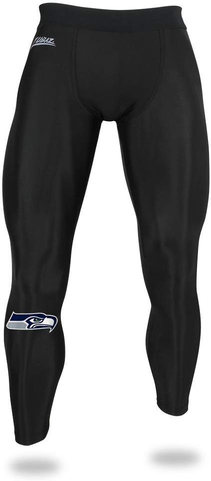 Zubaz NFL Men's Seattle Seahawks Active Performance Compression Black Leggings