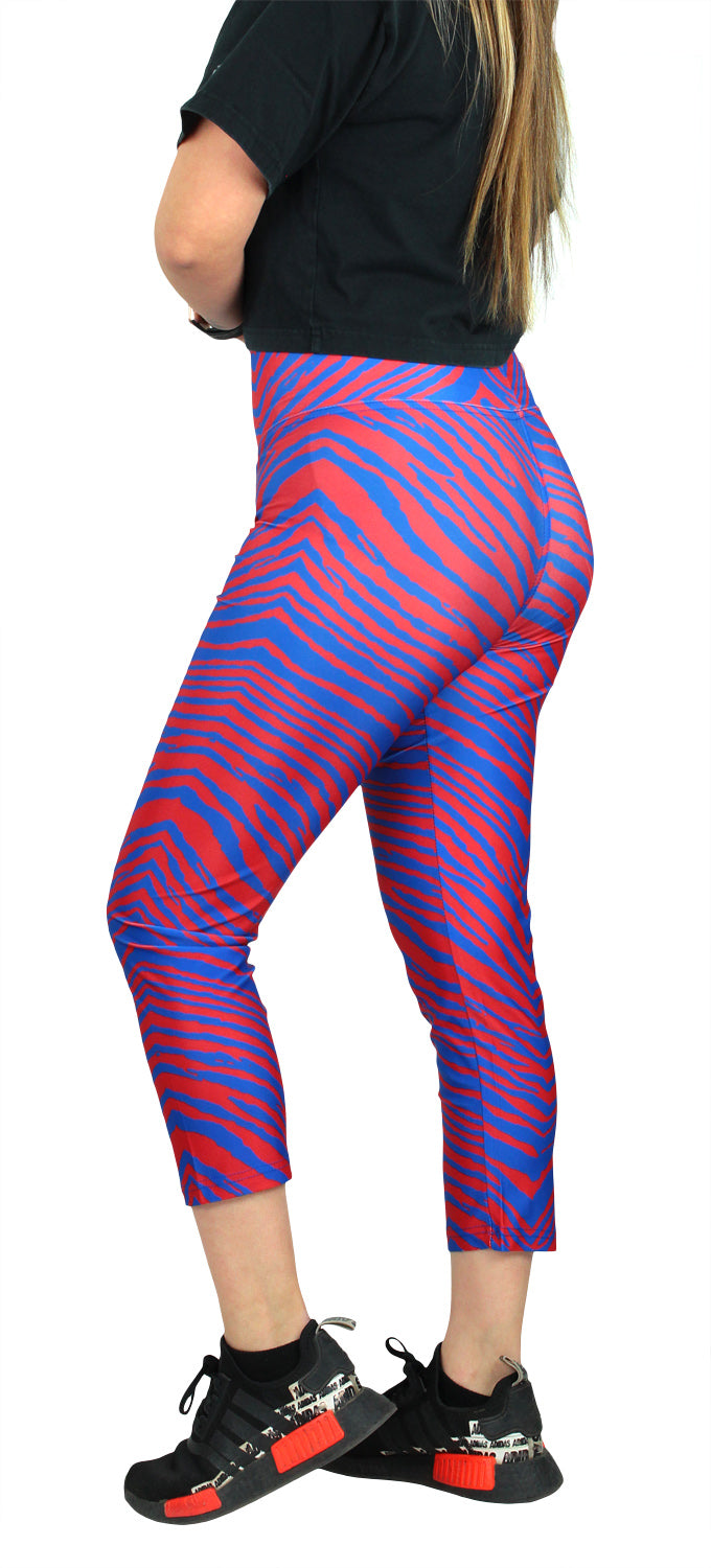 Zubaz NFL Women's Buffalo Bills 2 Color Zebra Print Capri Legging