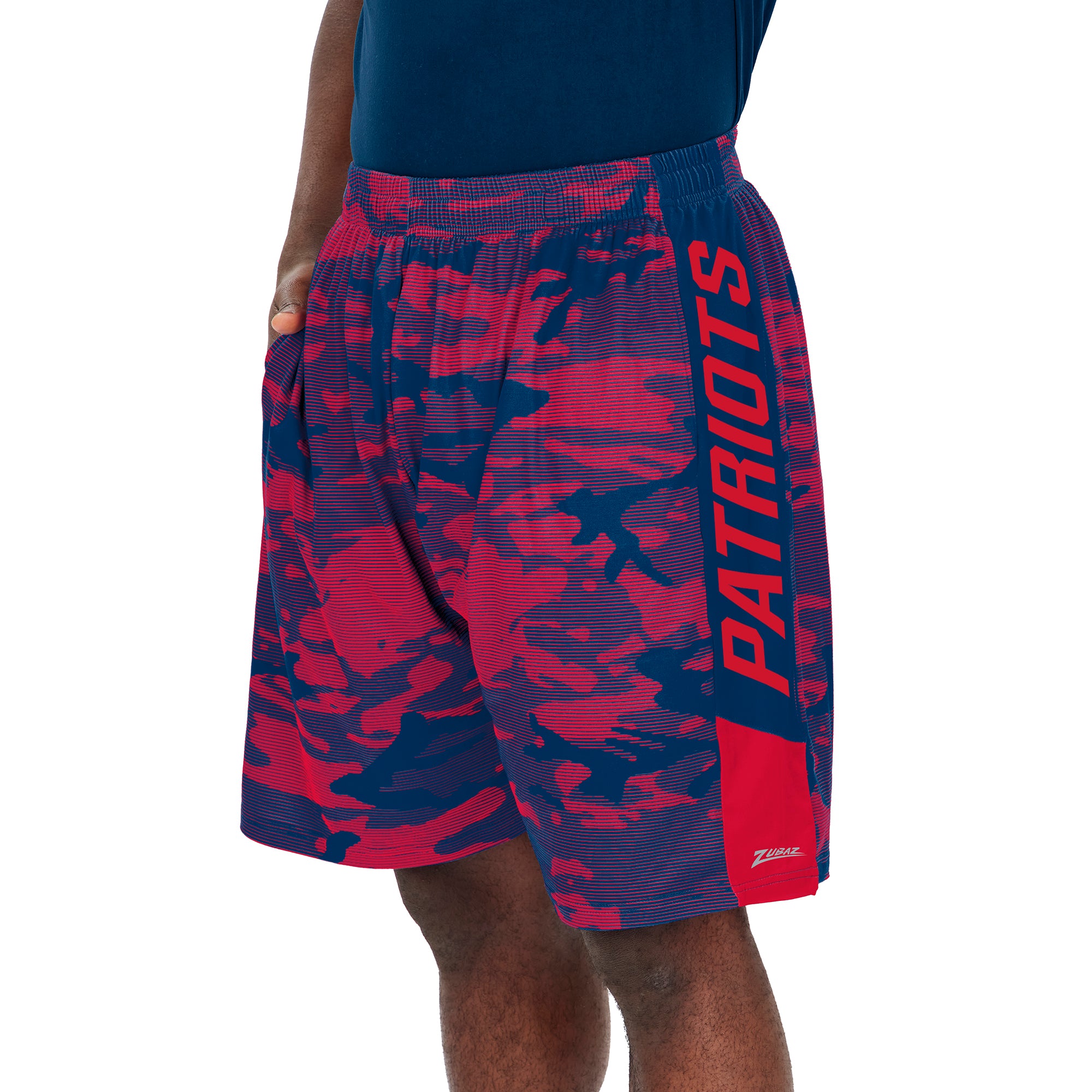 Zubaz Men's NFL New England Patriots Lightweight Shorts with Camo Lines