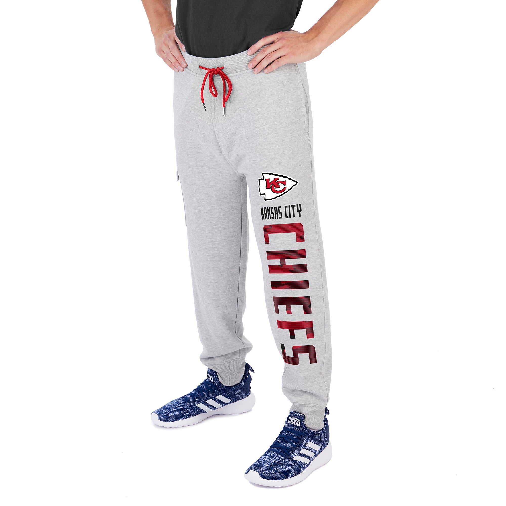 Zubaz Men's NFL Kansas City Chiefs Heather Gray Cargo Sweatpants