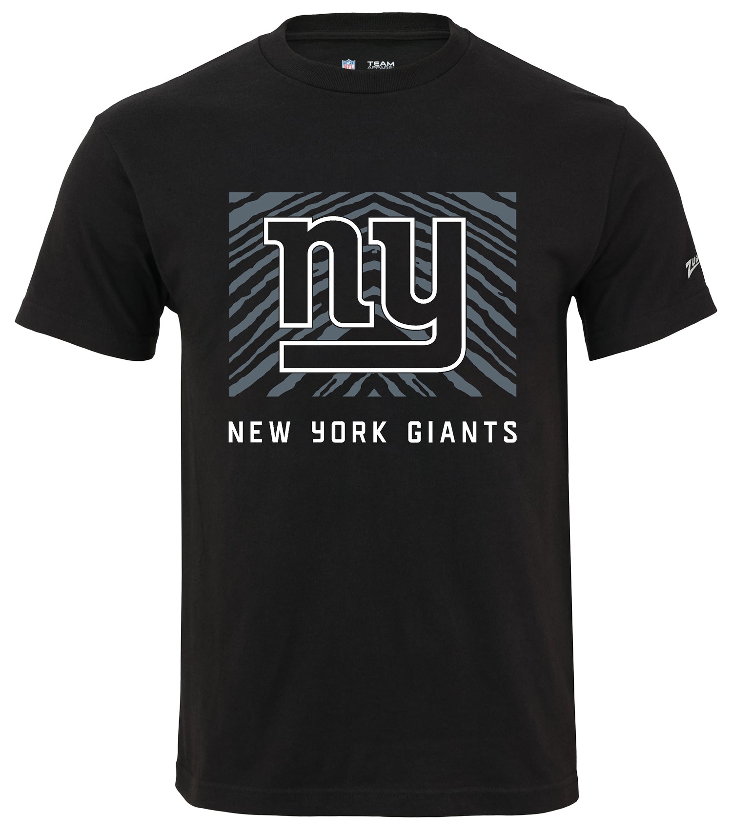 Zubaz NFL Unisex Cotton Heavyweight Short Sleeve T-shirt Black With Grey Tonal Tunnel Logo for Men and Women, New York Giants