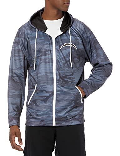 Zubaz NFL Men's Los Angeles Chargers Tonal Black Camo Full Zip Hoodie