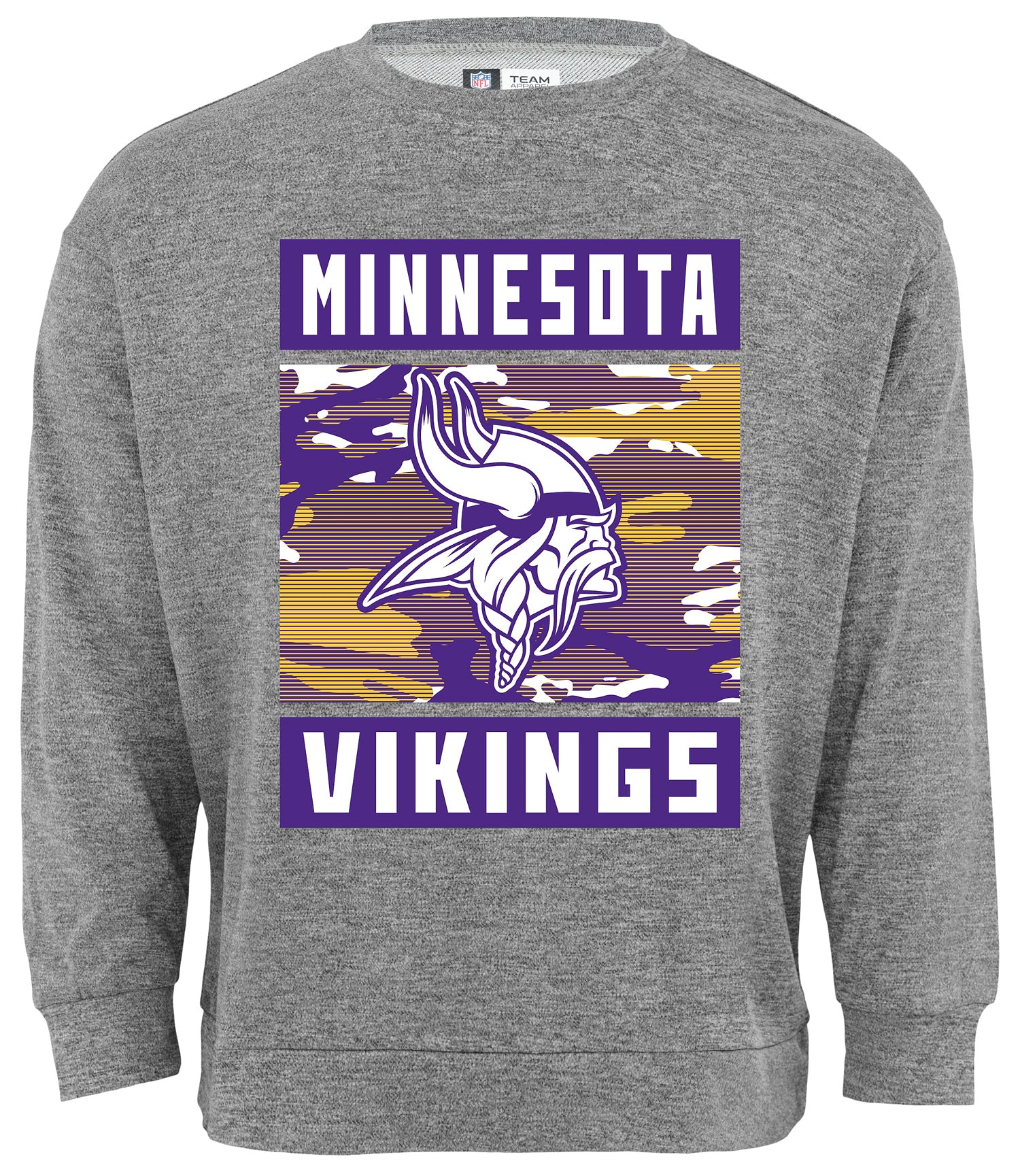 Zubaz NFL Men s Minnesota Vikings Heather Grey Camo Team Crewneck Swea