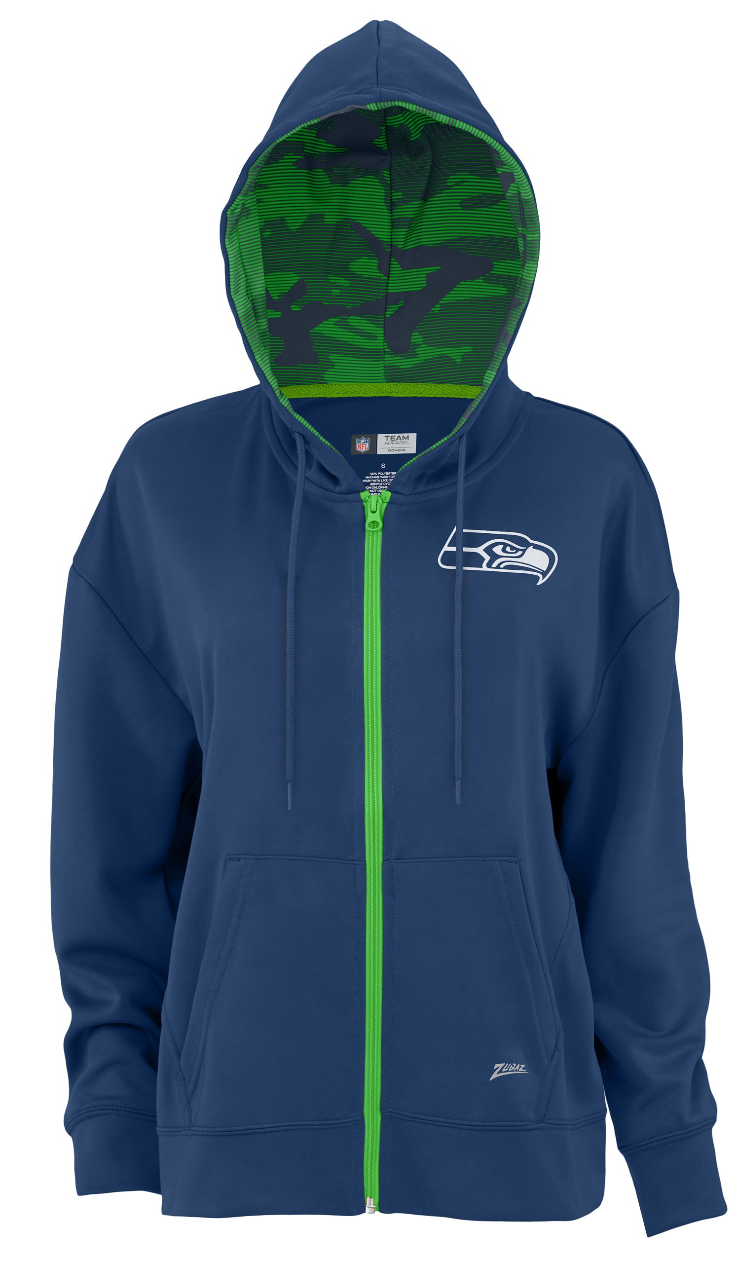 Zubaz NFL Women's Standard Full Zip Hoodie Seattle Seahawks