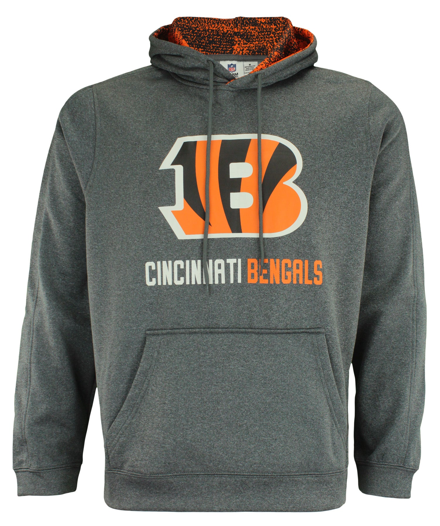 Zubaz NFL Cincinnati Bengals Men's Heather Grey Performance Fleece Hoodie