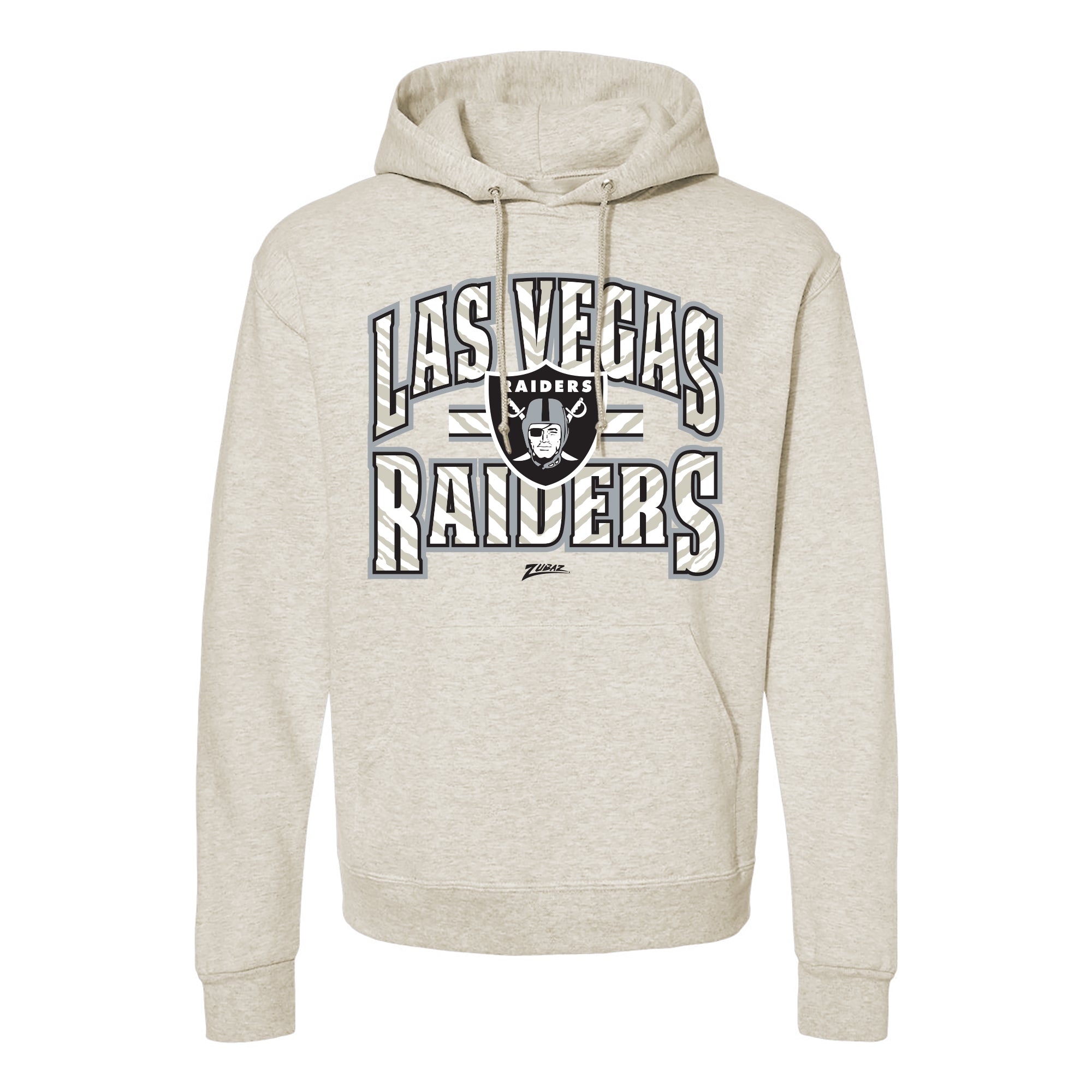 Zubaz NFL Las Vegas Raiders  Unisex Pullover Fleece Hoodie for Adult Men and Women, Z2T Kickoff, Oatmeal Heather