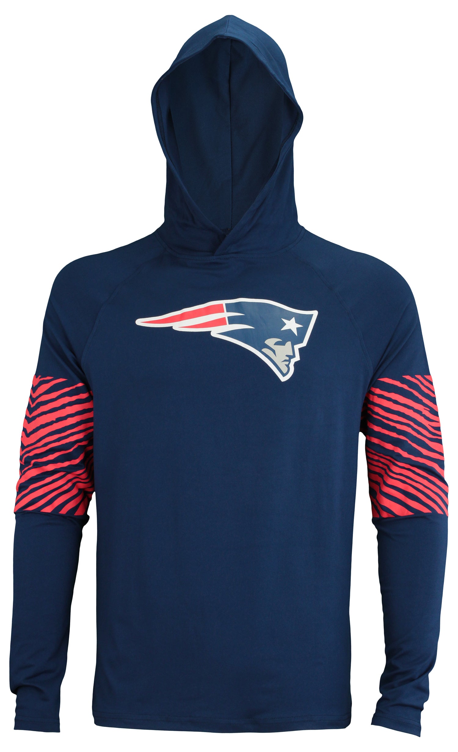 Zubaz NFL Men's New England Patriots Zebra Print Primary Logo Lightweight Hoodie