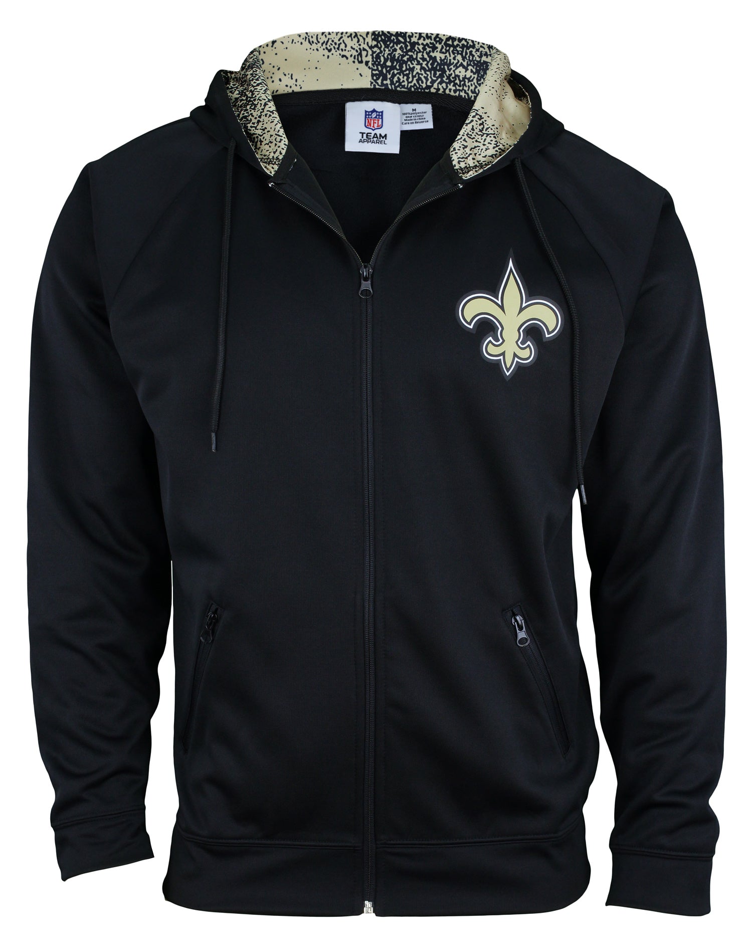 Zubaz NFL Men's New Orleans Saints Full Zip Performance Fleece Zip Up Hoodie