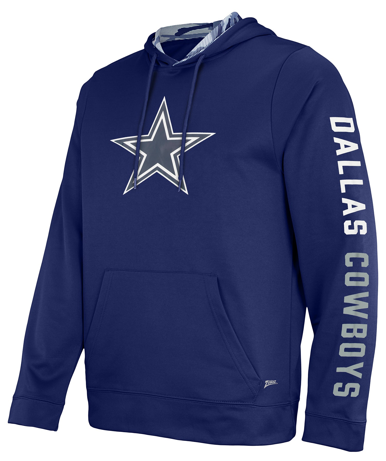 Zubaz NFL Men's Dallas Cowboys Solid Team Hoodie with Camo Lined Hood