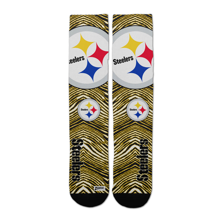 Zubaz By For Bare Feet NFL Zubified Adult and Youth Dress Socks, Pittsburgh Steelers, Large