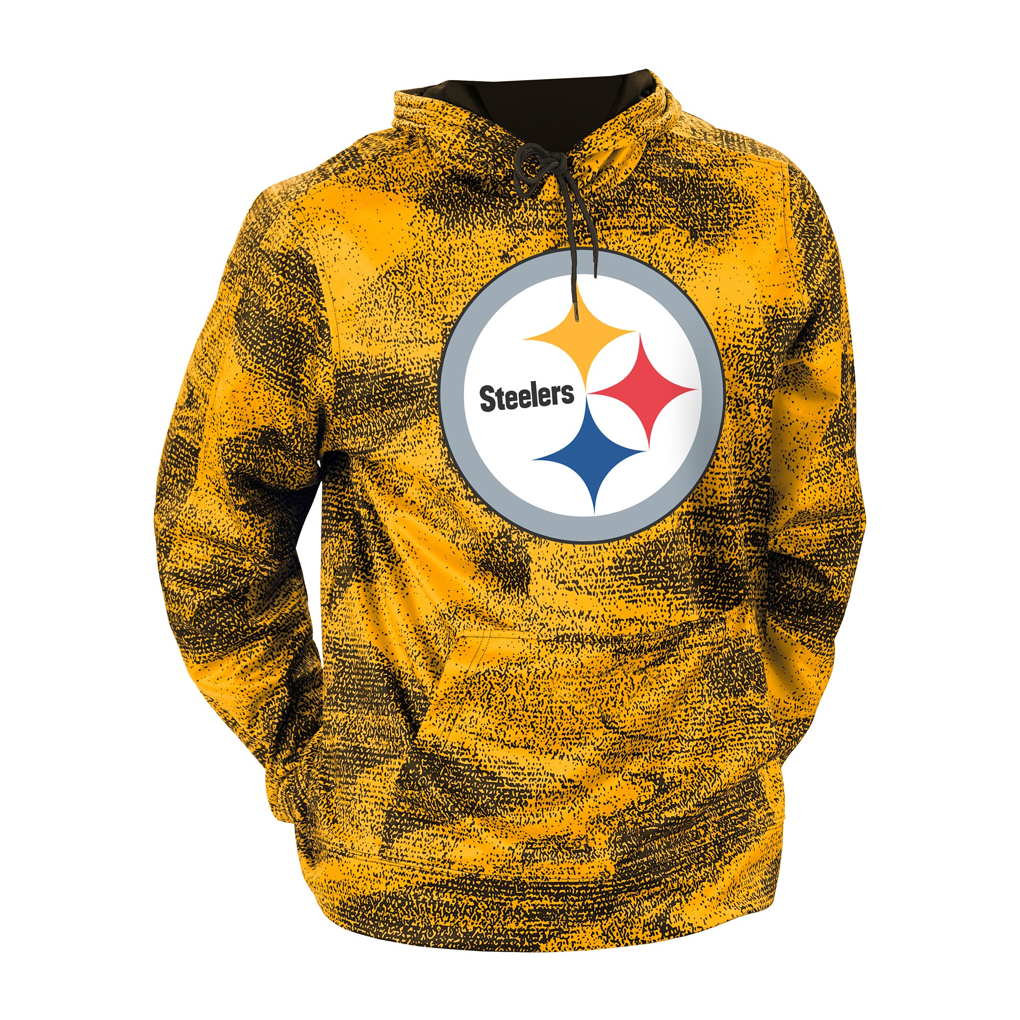 Zubaz NFL MENS PITTSBURGH STEELERS BLACK/GOLD STATIC HOOD W/ LOGO Small