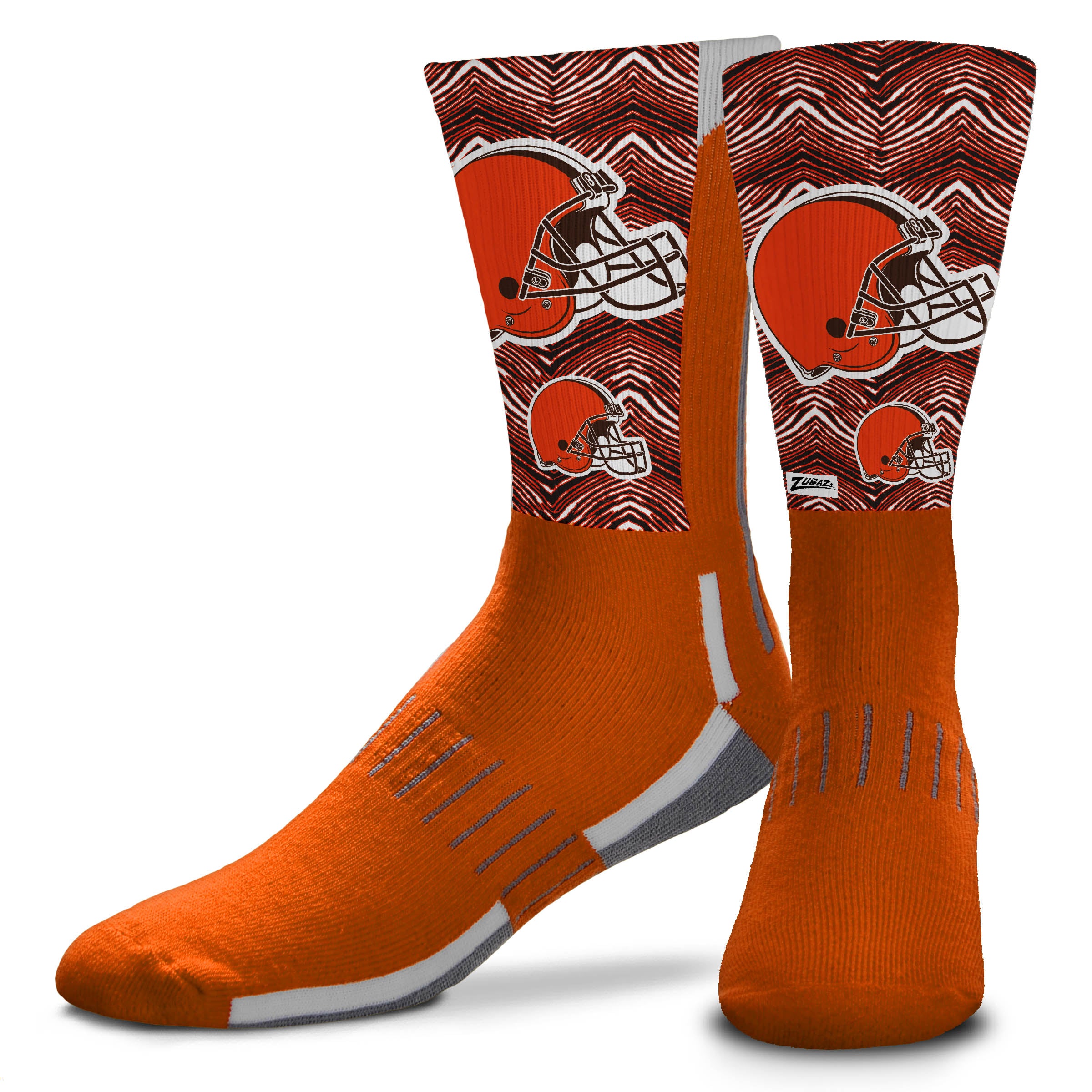 Zubaz NFL Phenom Curve Men's Crew Socks, Cleveland Browns, Adult Large