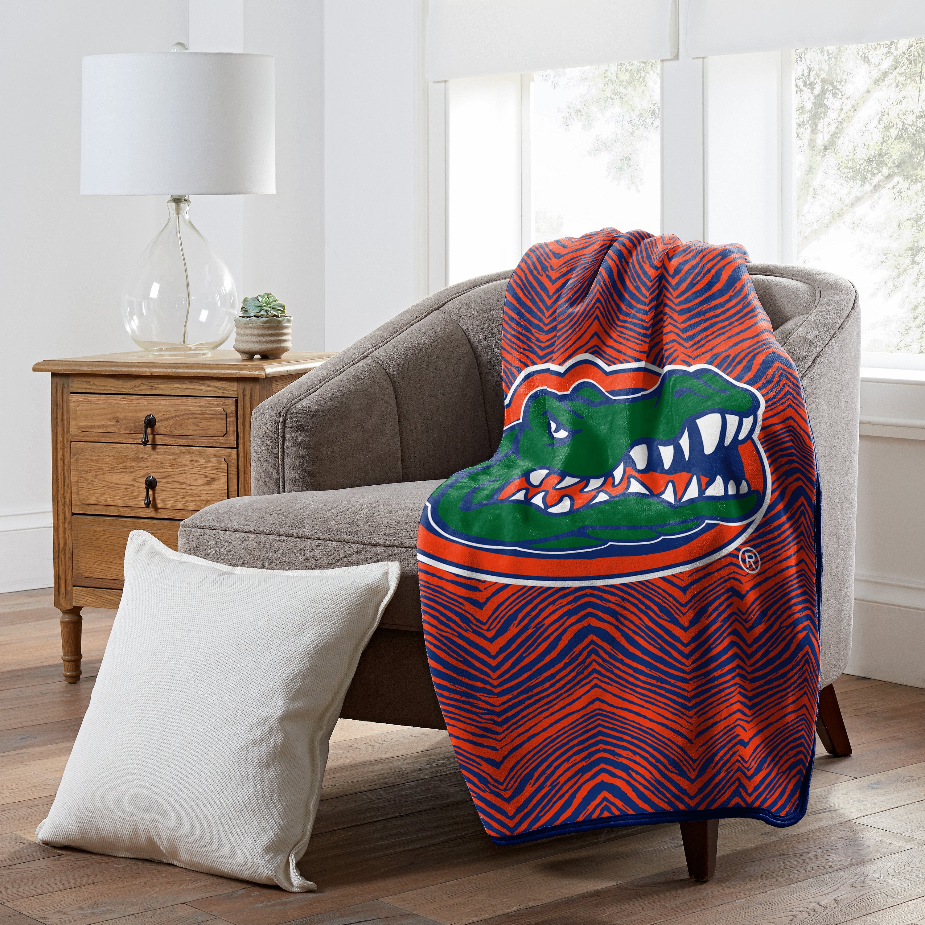 Zubaz by Northwest NCAA Zubified Raschel Throw Blanket 50 X 60, Florida Gators