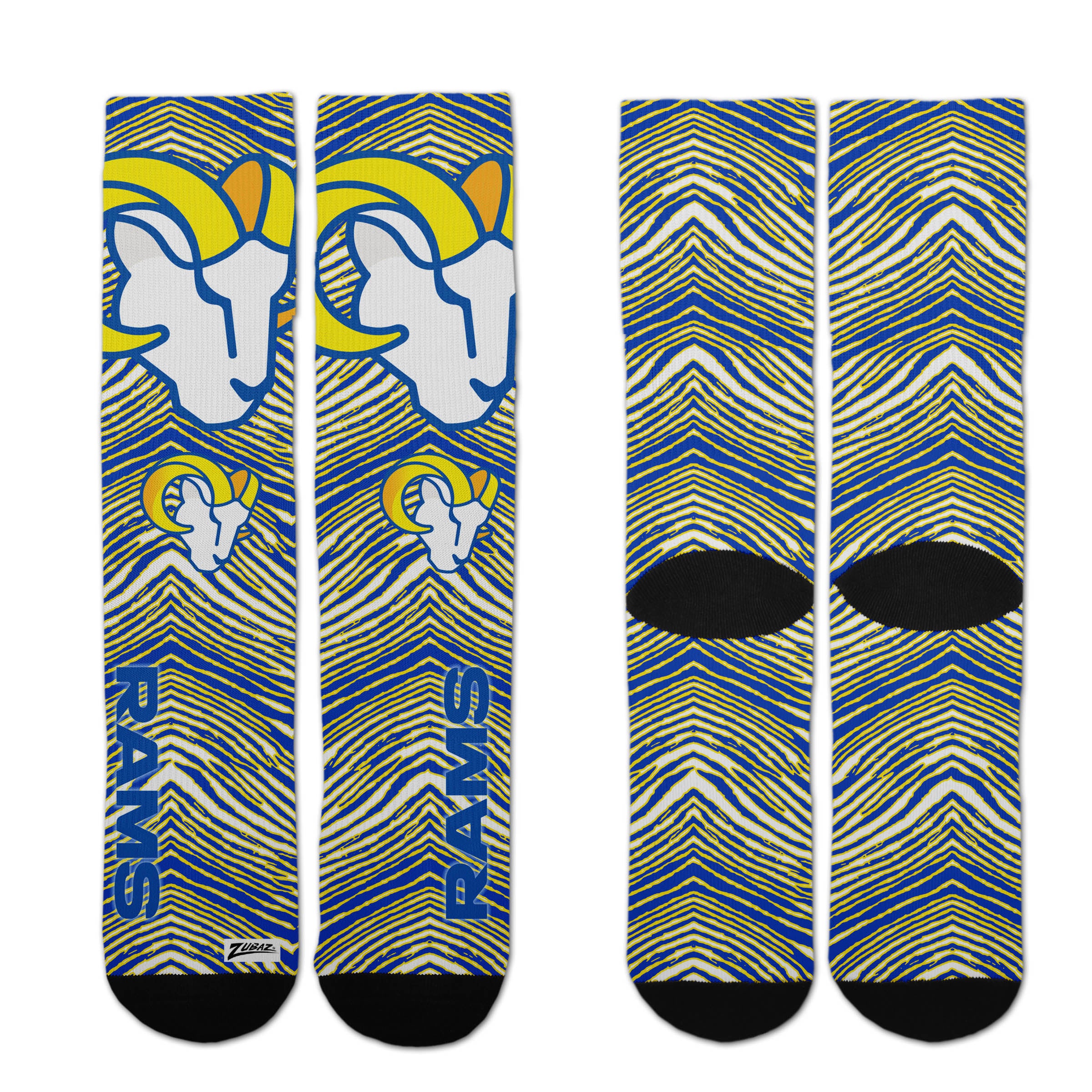 Zubaz By For Bare Feet NFL Zubified Adult and Youth Dress Socks, Los Angeles Rams, Large