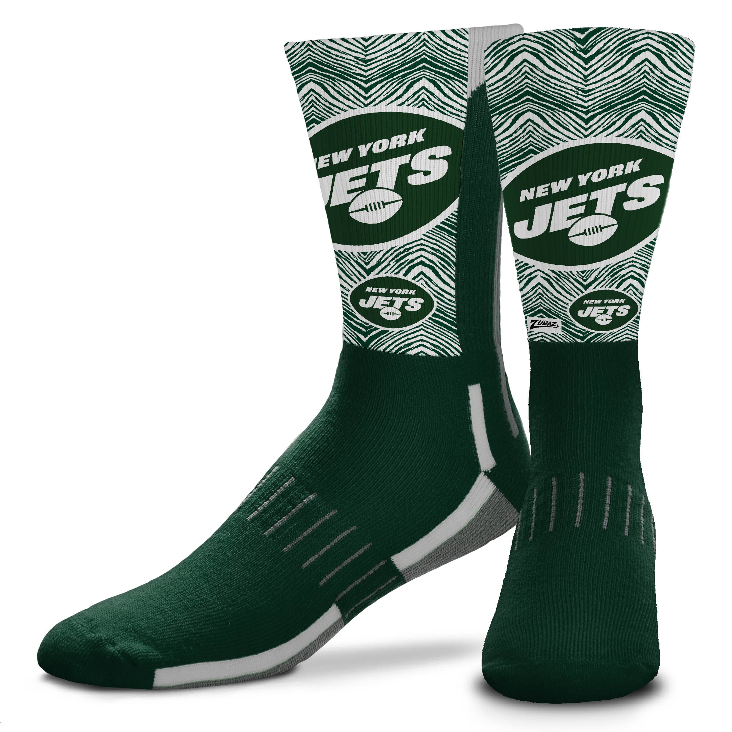 Zubaz NFL Phenom Curve Men's Crew Socks, New York Jets, Adult Large