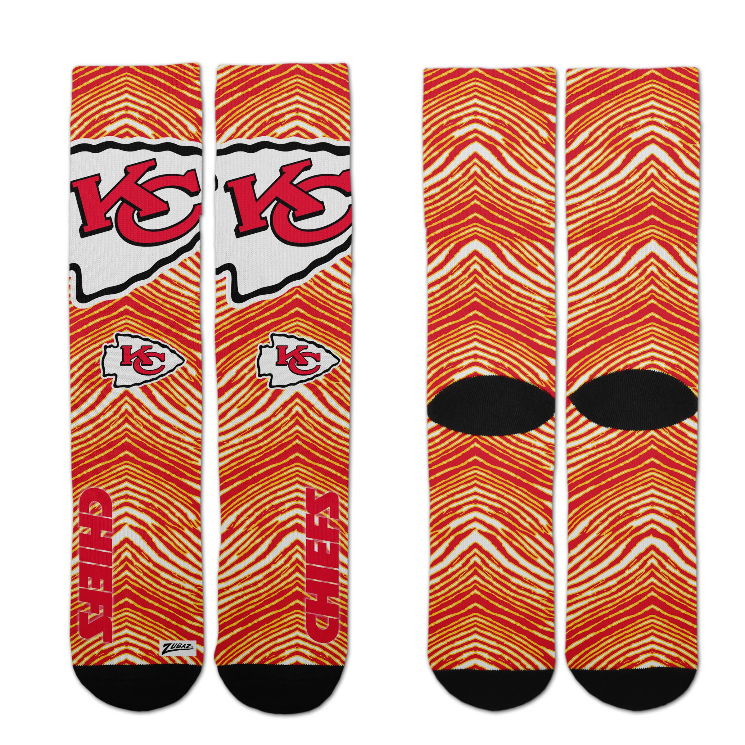 Zubaz By For Bare Feet NFL Zubified Adult and Youth Dress Socks, Kansas City Chiefs, Large