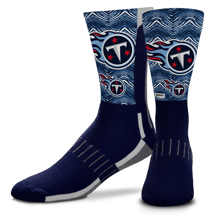 Zubaz NFL Phenom Curve Men's Crew Socks, Tennessee Titans, Adult Large