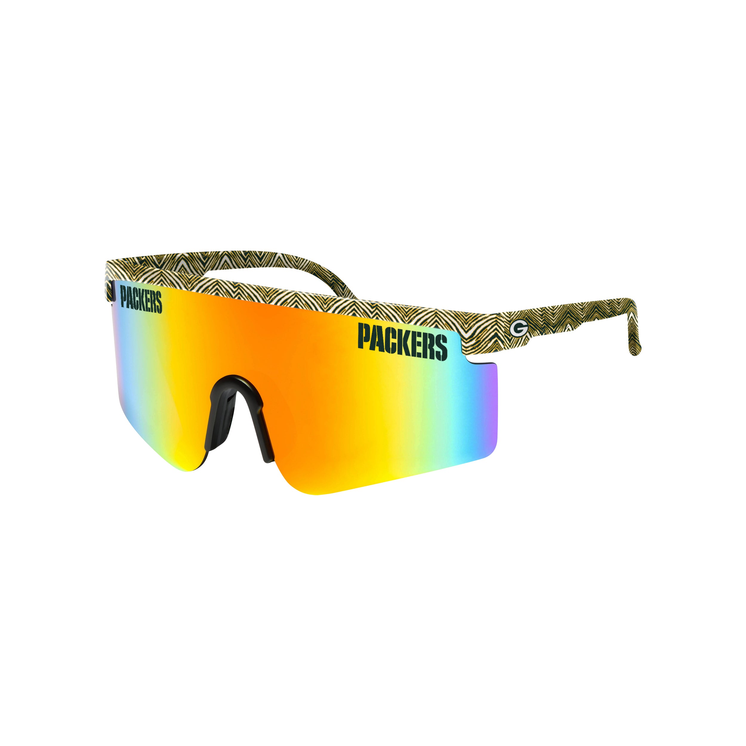 FOCO X Zubaz NFL Collab 90s Retro Swag Sunglasses, Green Bay Packers