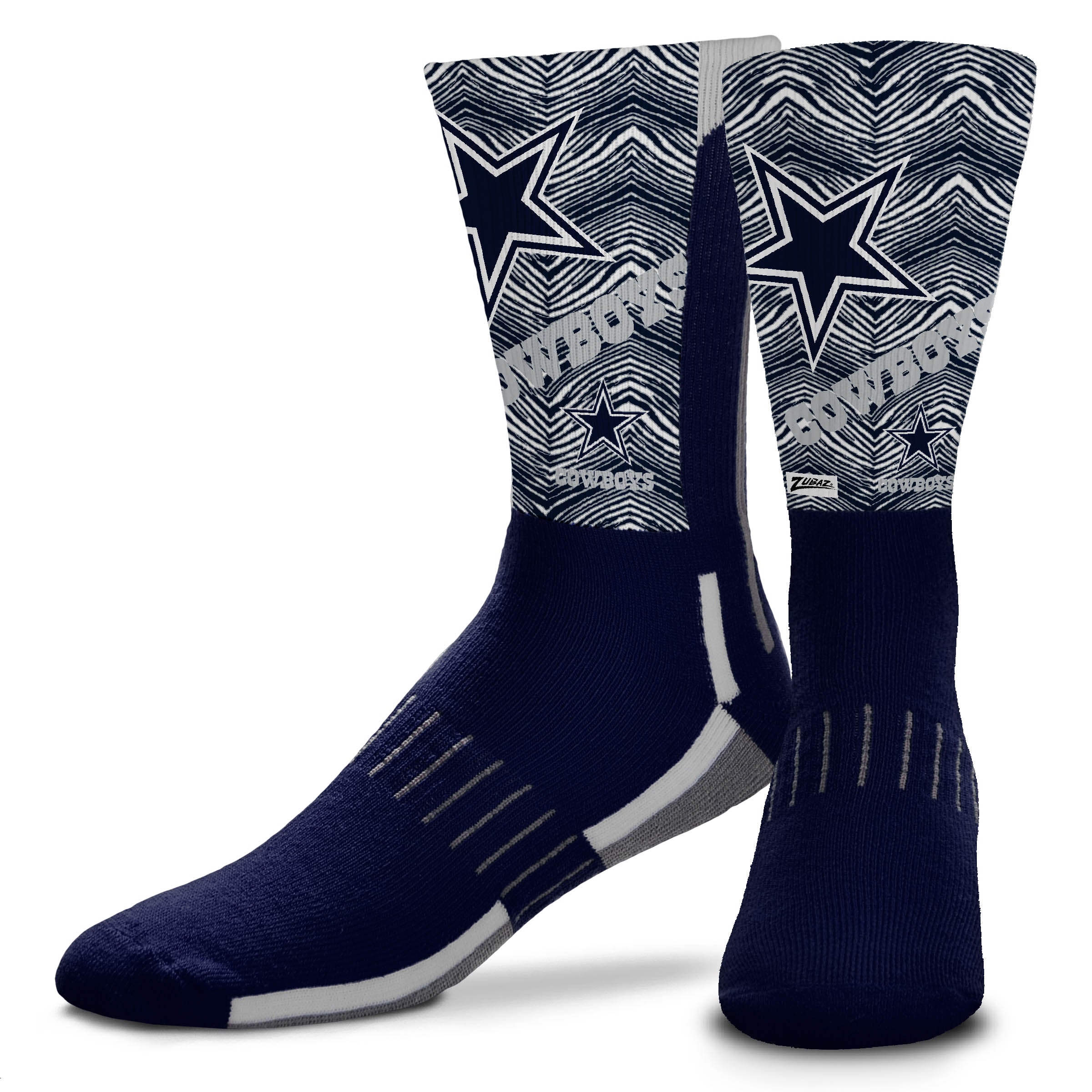 Zubaz NFL Phenom Curve Men's Crew Socks, Dallas Cowboys, Adult Large