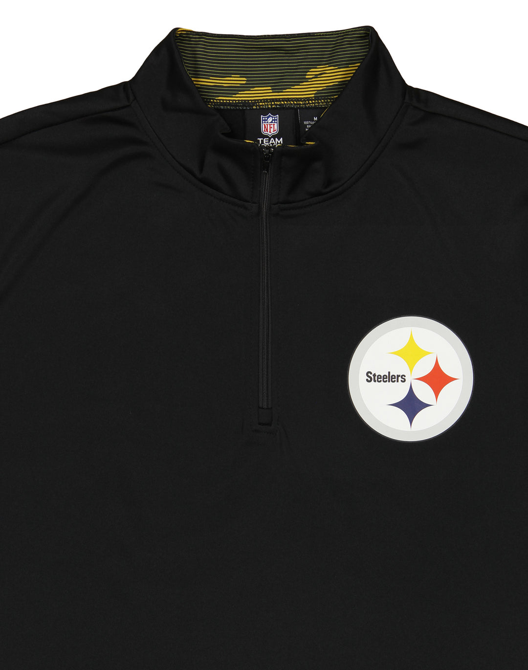 Zubaz NFL Men's Pittsburgh Steelers Camo Lines Collar 1/4 Zip Fleece Top, Black
