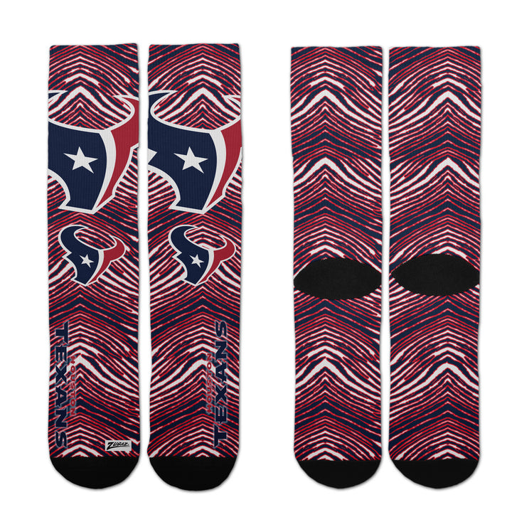Zubaz By For Bare Feet NFL Zubified Adult and Youth Dress Socks, Houston Texans, Large