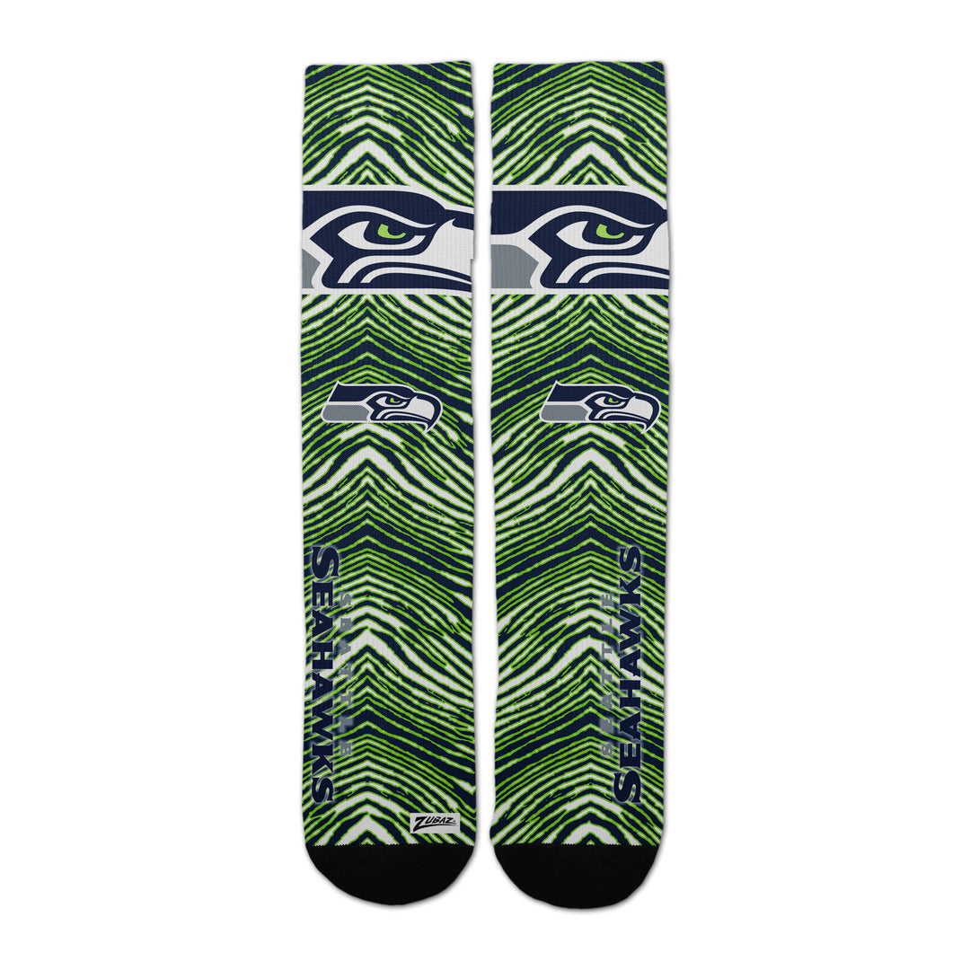Zubaz By For Bare Feet NFL Zubified Adult and Youth Dress Socks, Seattle Seahawks, Large