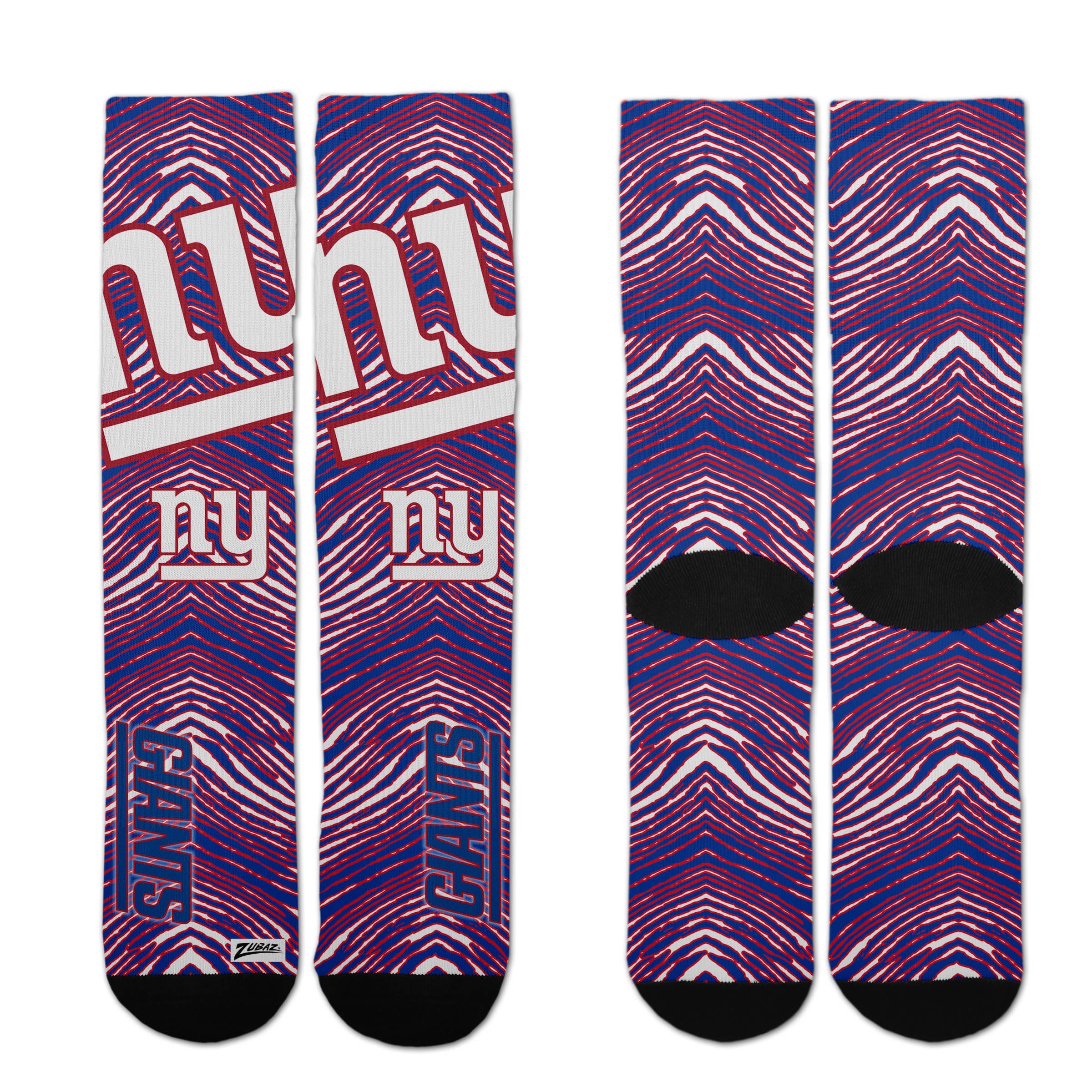 Zubaz By For Bare Feet NFL Zubified Adult and Youth Dress Socks, New York Giants, Large