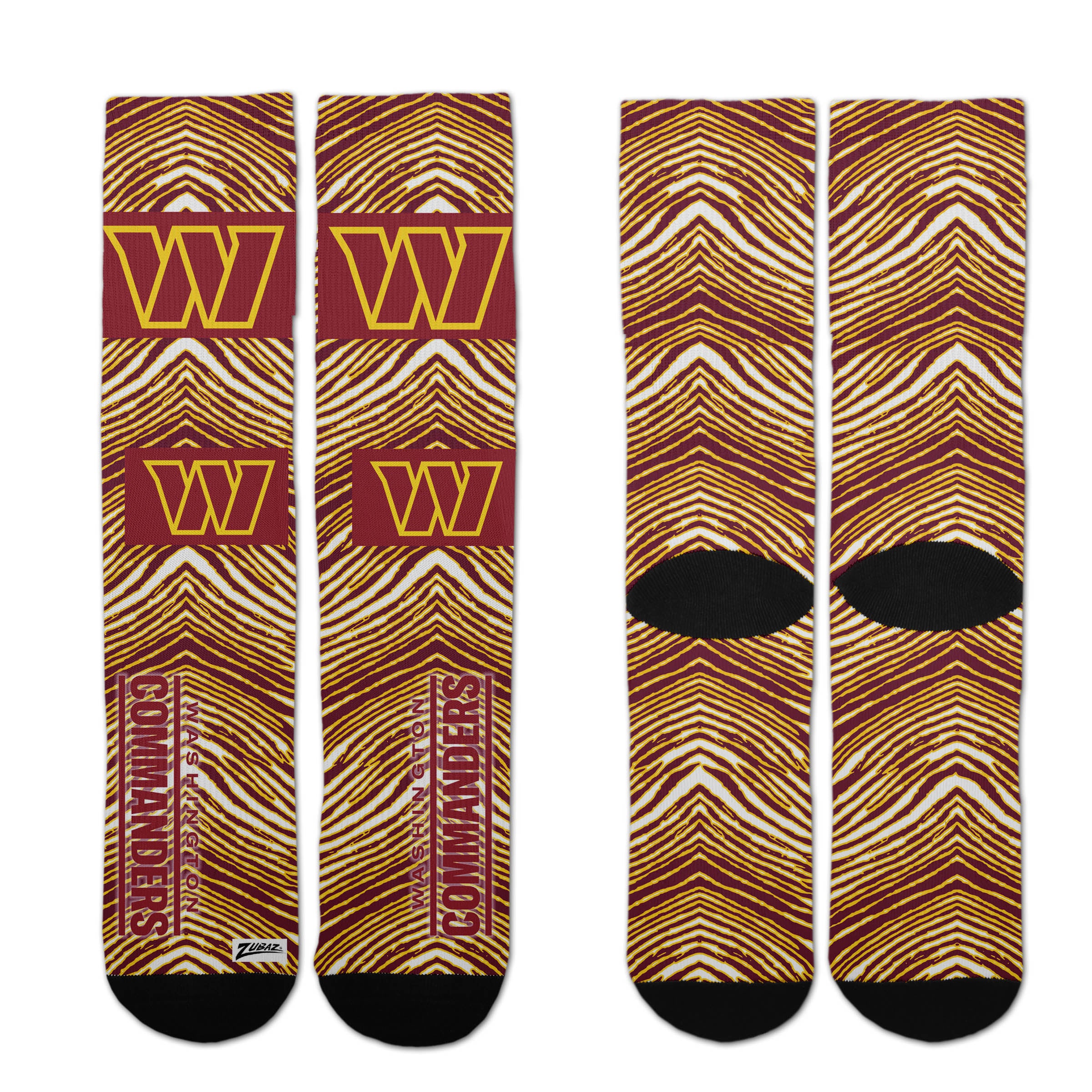 Zubaz By For Bare Feet NFL Zubified Adult and Youth Dress Socks, Washington Commanders, Large