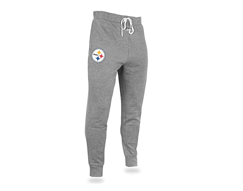 Zubaz NFL Men's Pittsburgh Steelers Solid Gray Team Logo Jogger Pants
