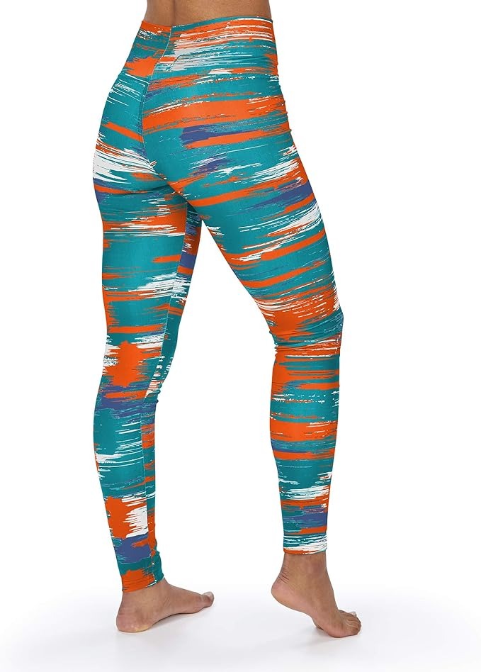 Zubaz NFL WOMEN'S MIAMI DOLPHINS TEAM COLOR BRUSHED PAINT LEGGING XS