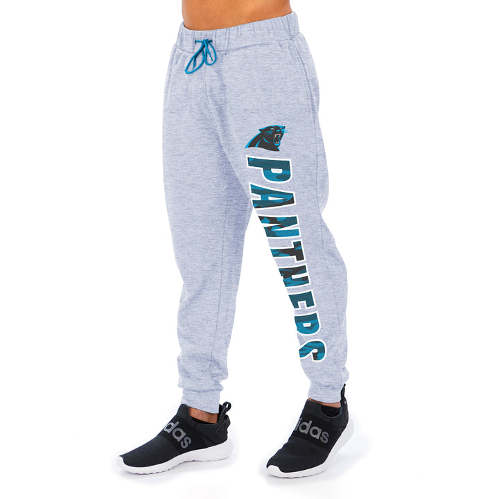 Zubaz Men's NFL Carolina Panthers Heather Gray Jogger with Camo Lines Graphic