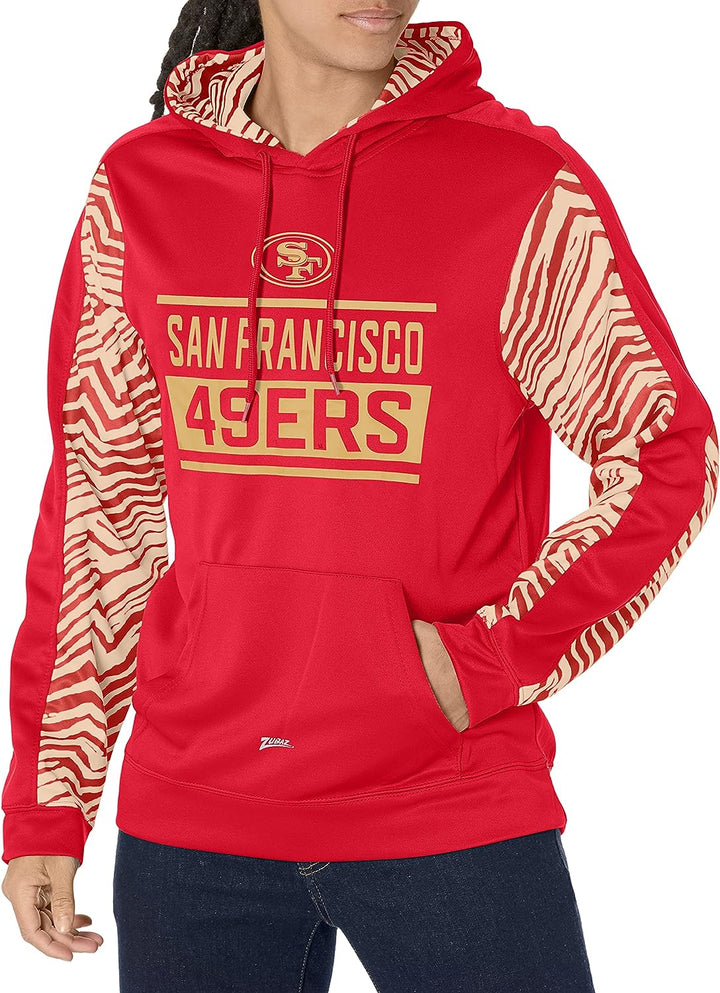Zubaz NFL Men's San Francisco 49ers Team Color with Zebra Accents Pullover Hoodie