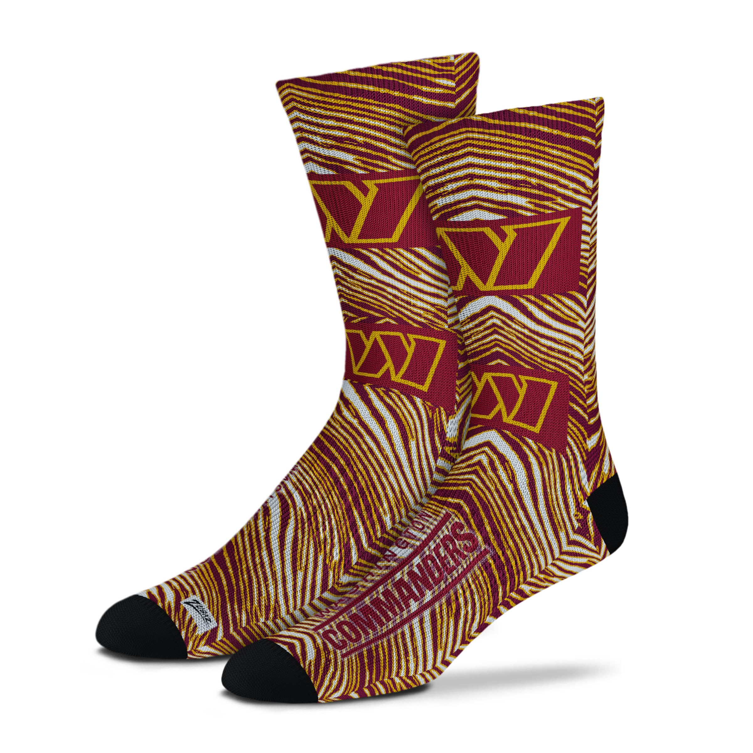 Zubaz By For Bare Feet NFL Zubified Adult and Youth Dress Socks, Washington Commanders, Large