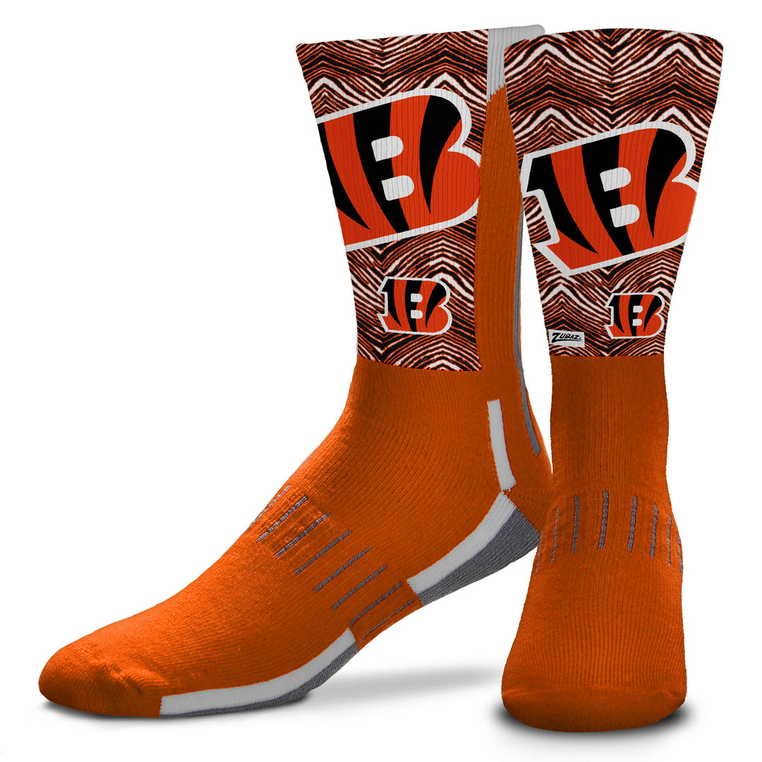 Zubaz NFL Phenom Curve Youth Crew Socks, Cincinnati Bengals, Youth One Size