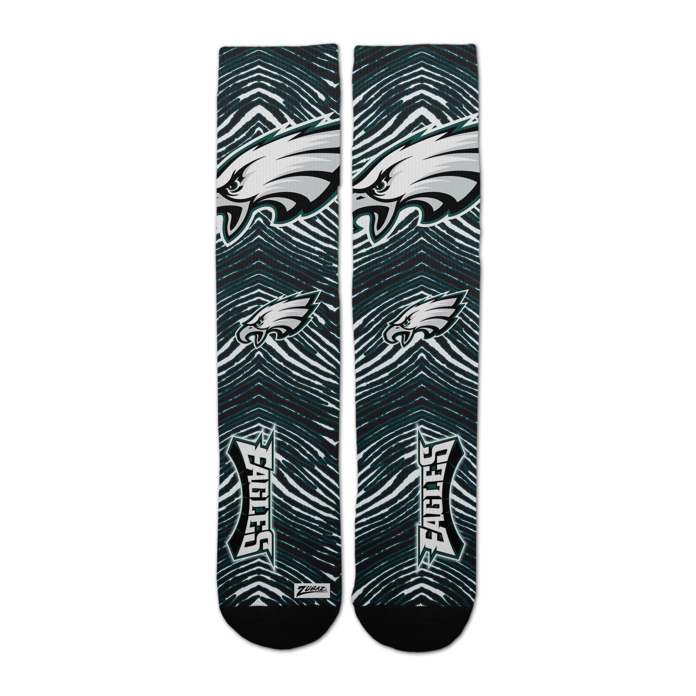 Zubaz By For Bare Feet NFL Zubified Adult and Youth Dress Socks, Philadelphia Eagles, Large