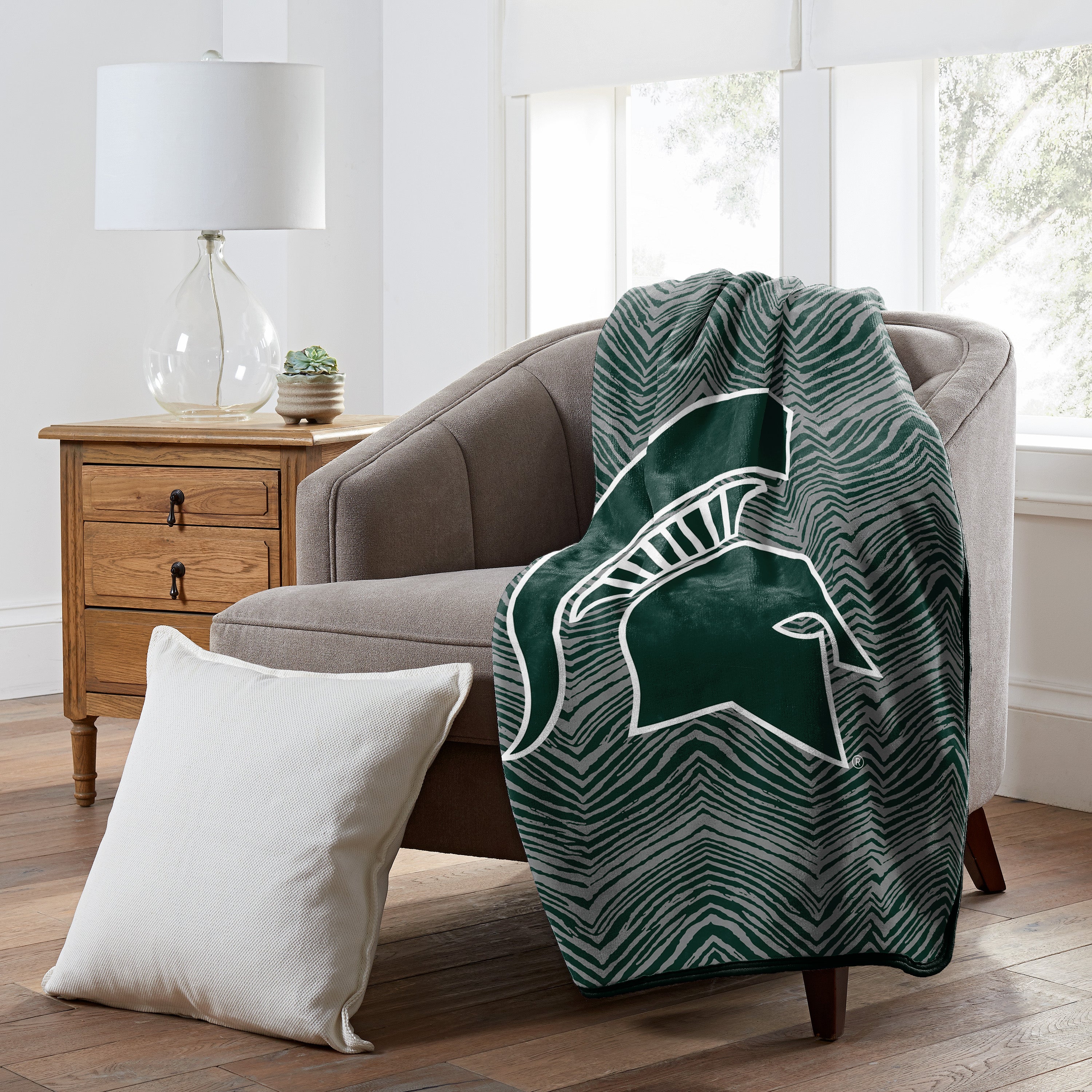 Zubaz by Northwest NCAA Zubified Raschel Throw Blanket, Michigan State Spartans