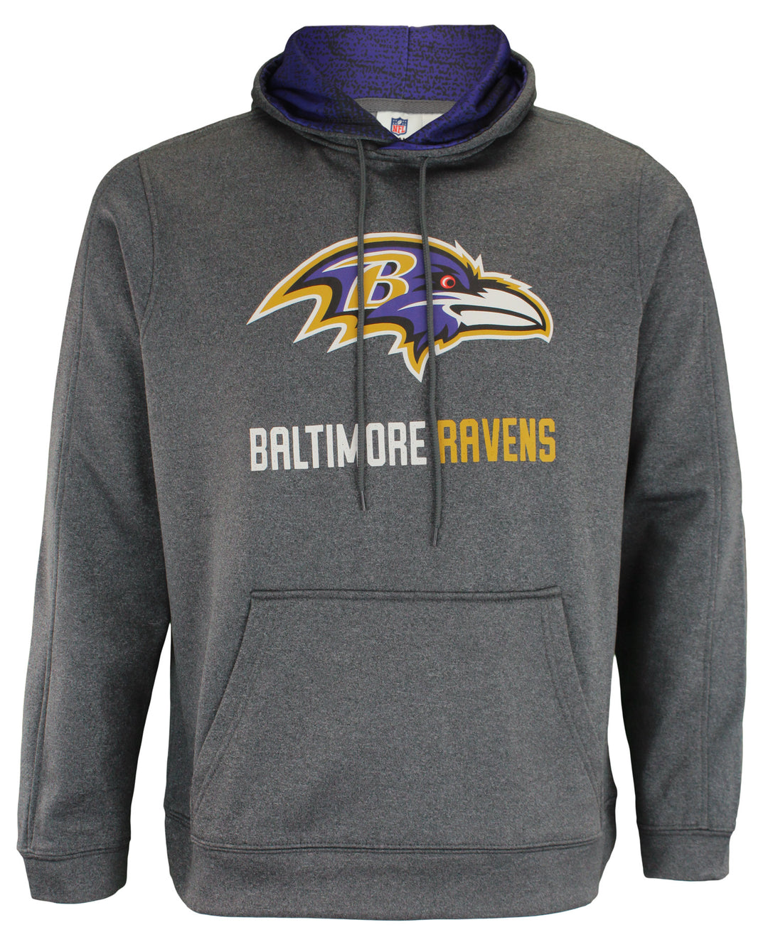 Zubaz NFL Baltimore Ravens Men's Heather Grey Performance Fleece Hoodie