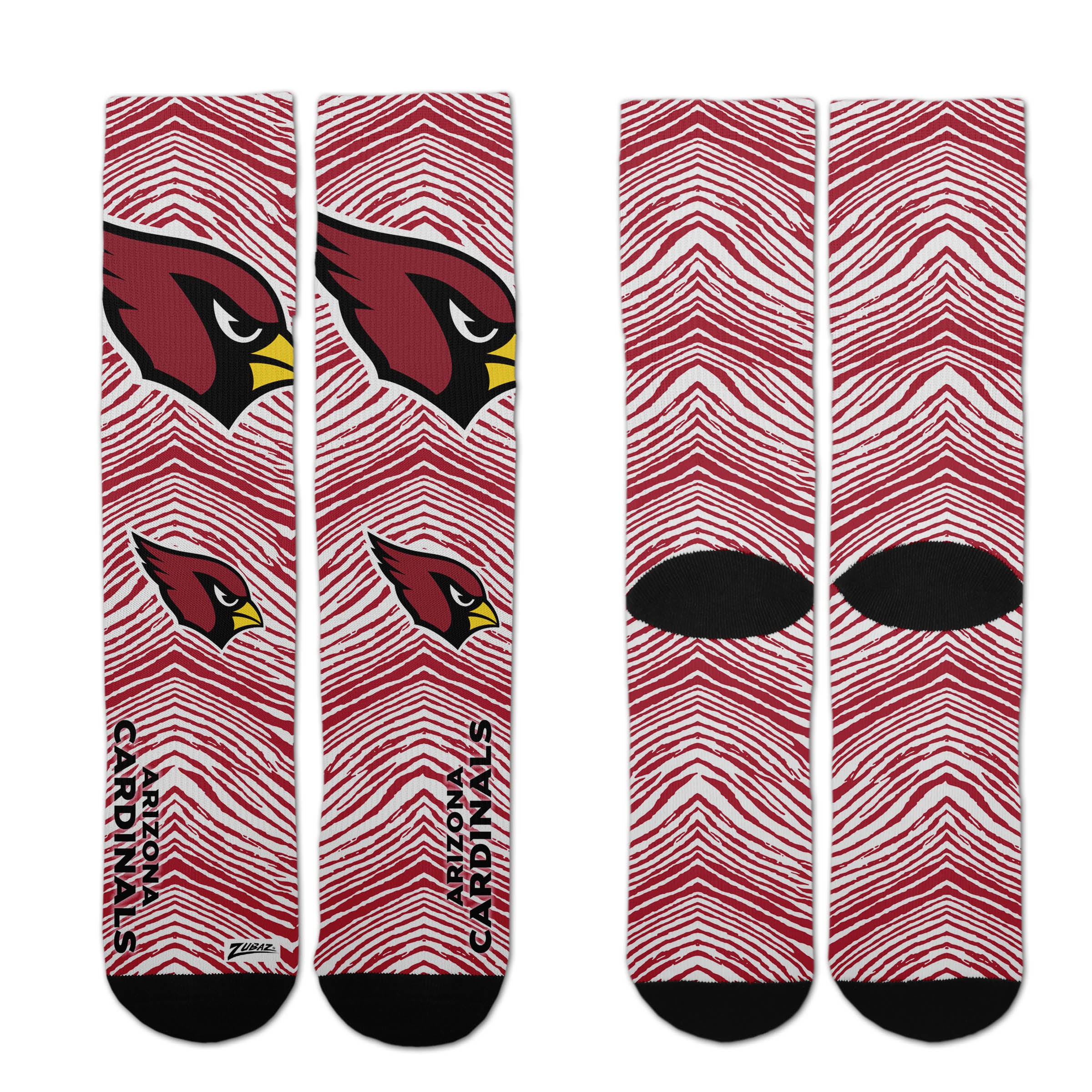 Zubaz By For Bare Feet NFL Zubified Adult and Youth Dress Socks, Arizona Cardinals, Large