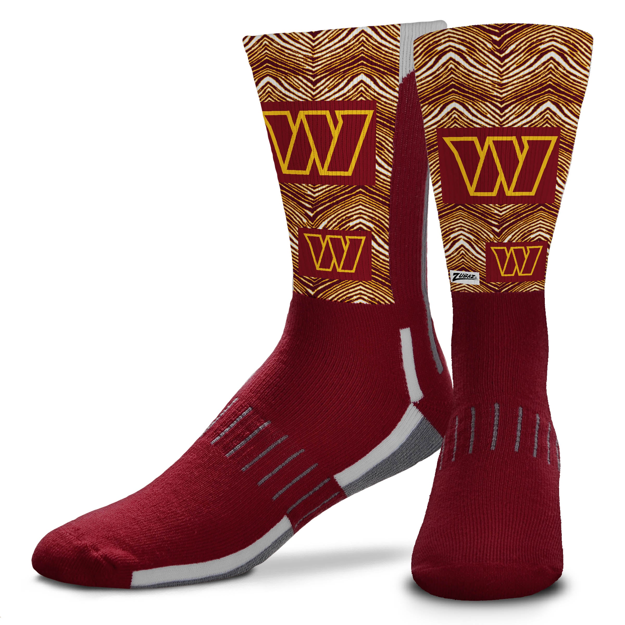 Zubaz NFL Phenom Curve Youth Crew Socks, Washington Commanders, Youth One Size