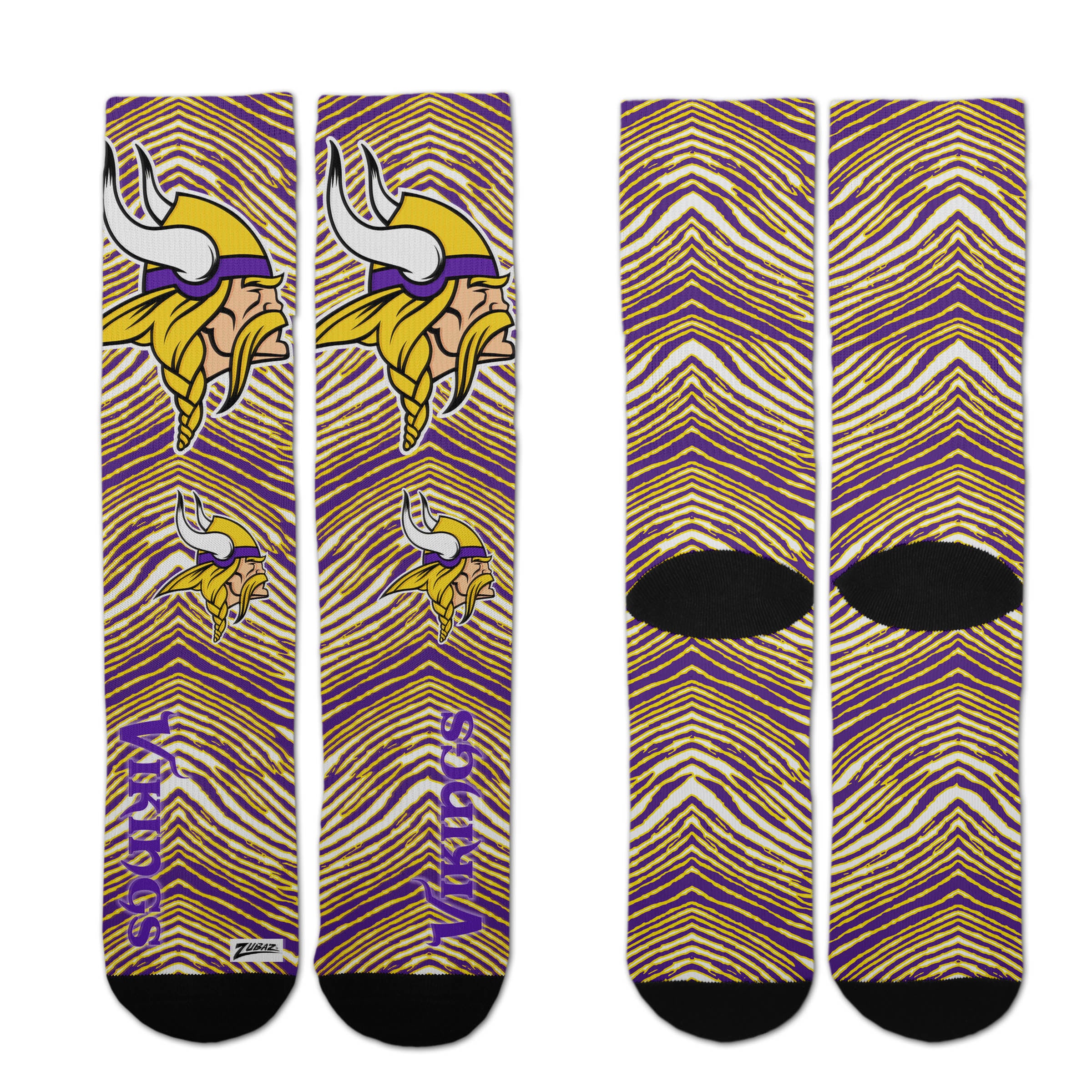 Zubaz By For Bare Feet NFL Zubified Adult and Youth Dress Socks, Minnesota Vikings, One Size